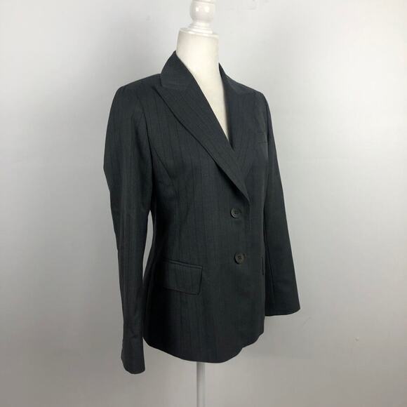 Lafayette 148 Office Siren Pinstripe Gray 100% Wool Blazer Jacket 8P - Picture 6 of 14